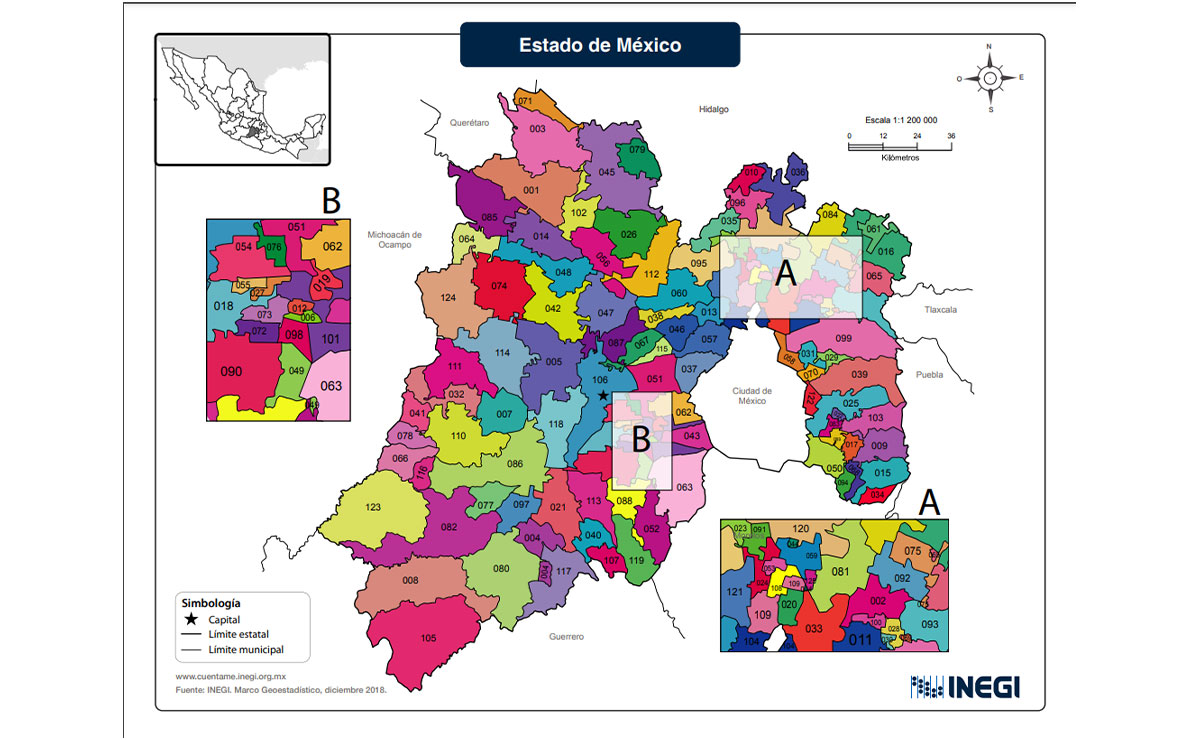 Mapa de los municipios del Estado de México