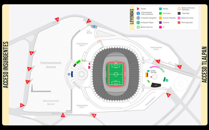 Mapa del Estadio Azteca – ¿Qué zonas hay en partidos de fútbol?